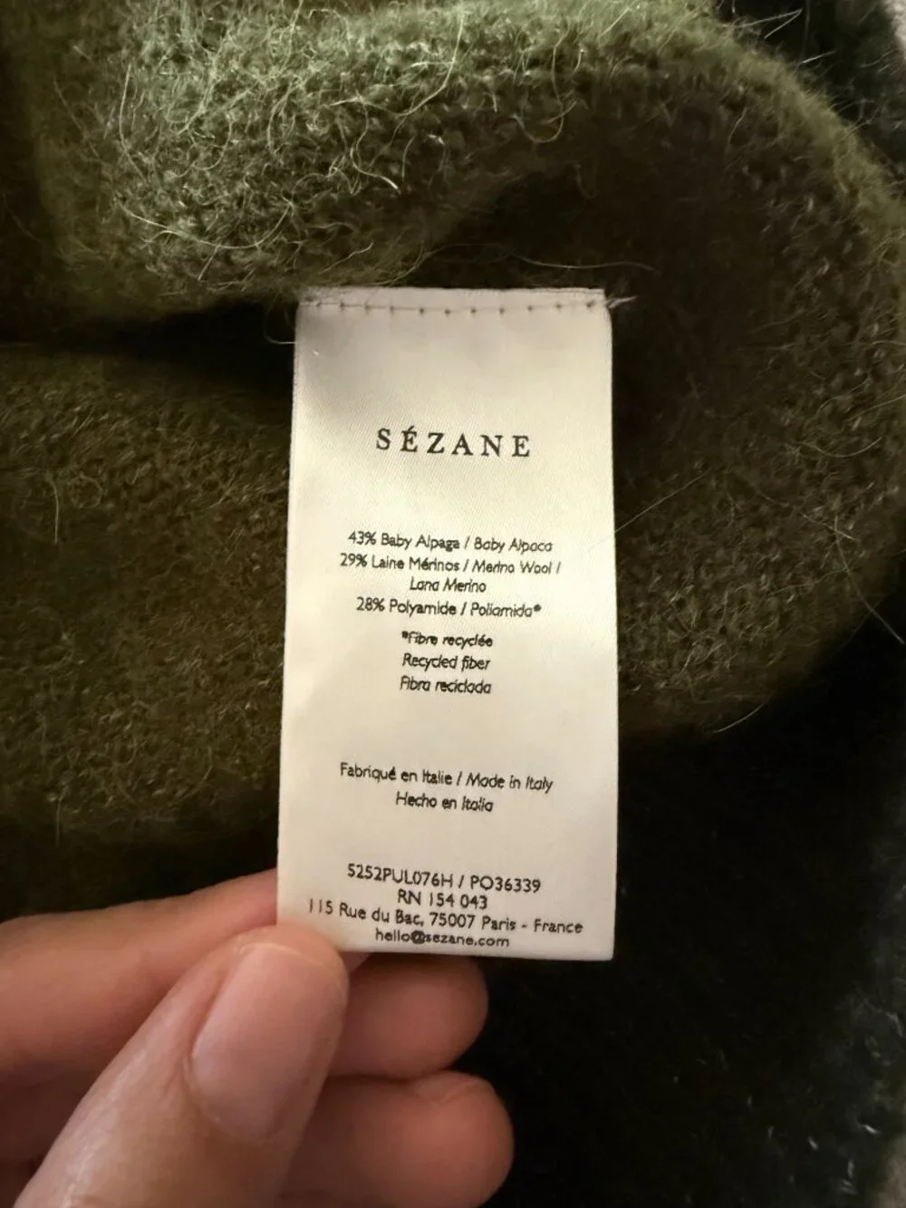 Sezane Samuel Vest Jumper - Perfect Green/Dark Green - Size XS - NWT! - Picture 9 of 10